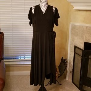 Soprano Black Cold Shoulder Wrap Dress